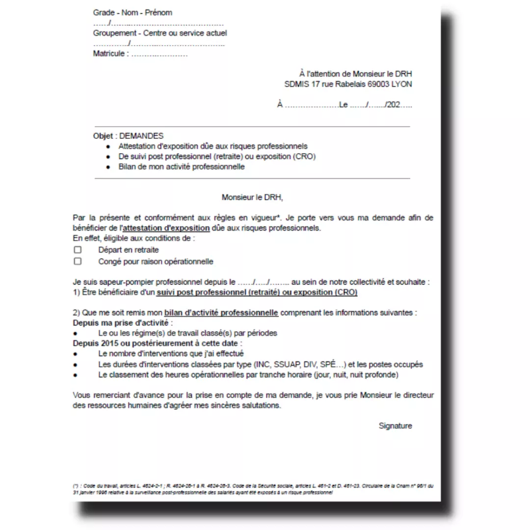 Courrier demande surveillance Post opérationnel